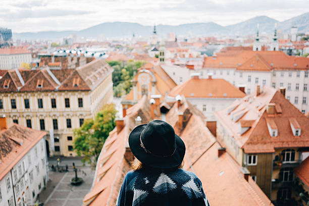 istock Woman  looking at city 498995182