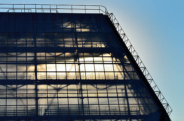 istock Sunlit glass roof at sunset 498995489