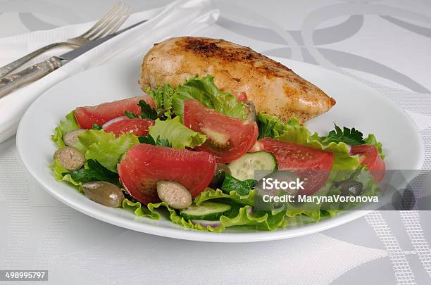 Garnished With Vegetables With Chicken Schnitzel Stock Photo - Download Image Now - Appetizer, Breakfast, Brunch