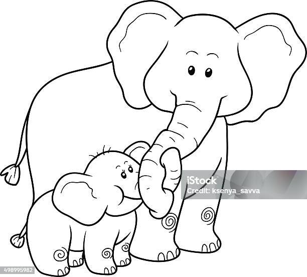 Coloring Book For Children Elephants Stock Illustration - Download Image Now - Coloring Book Page - Illlustration Technique, Elephant, Cartoon