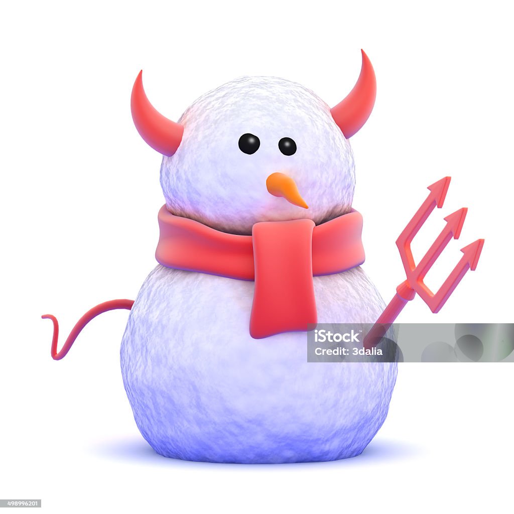 3d Devil snowman 3d render of a snowman dressed as the devil Cartoon Stock Photo