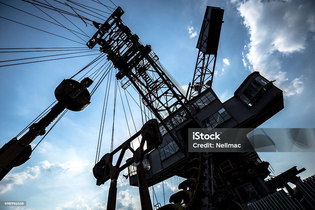 Gigantic excavators in disused coal mine Ferropolis, Germany Gigantic excavators in disused coal mine Ferropolis, East Germany Backhoe Stock Photo