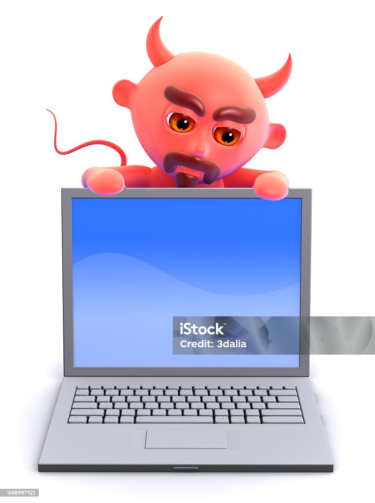 3 d Devil laptop - Lizenzfrei Charakterkopf Stock-Foto