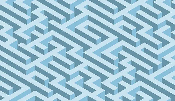 Vector illustration of The maze, blue labyrinth - endless