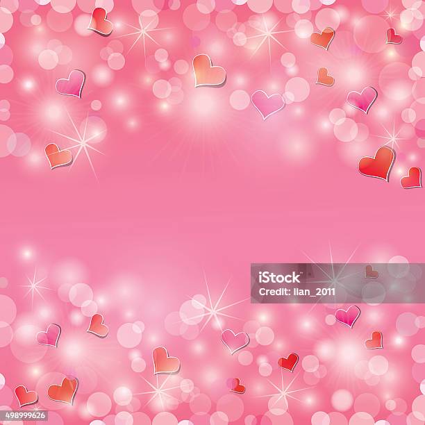 Valentines Day Background With Hearts And Lights Stock Illustration - Download Image Now - 2015, Abstract, Backgrounds