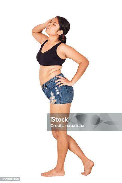 Pensive Woman Wearing Jeans Falling Down Because Shes Lost Weight On White  Background Stock Photo, Picture and Royalty Free Image. Image 25743677.