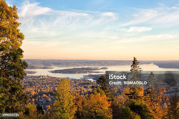 Oslo Fjord At Autumn Seen From The Hills Norway Stock Photo - Download Image Now - Oslo, Autumn, Norway
