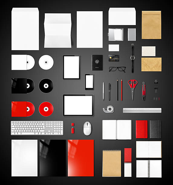 istock Products branding mockup template, black background 499003892