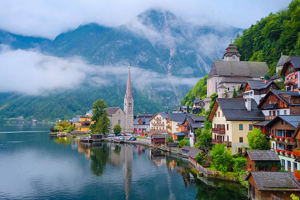 istock Scenic landscape view of Hallstatt, Austria 499004128