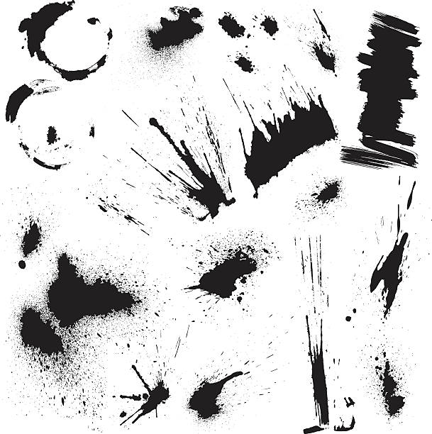 Black blots and ink splashes. Abstract elements in grunge style. Set of black blots and ink splashes. Abstract elements for design in grunge style. smudged condition stock illustrations