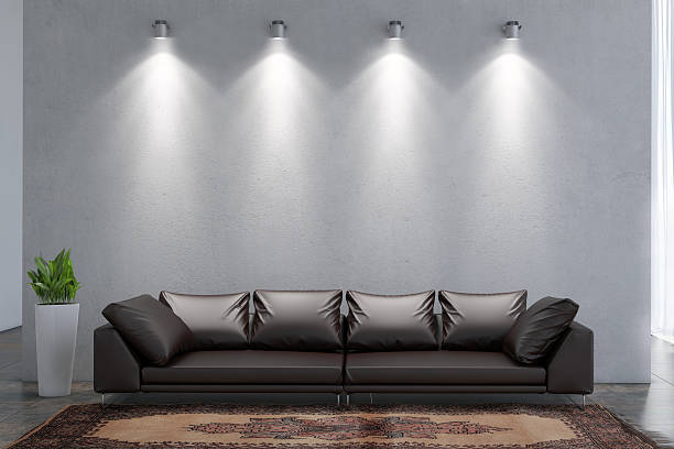 a lamp with lampshade against the window in a lounge, no people