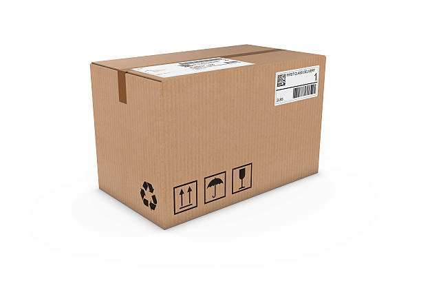 istock Cardboard Box with Shipping Labels Isolated on White Background 499019778