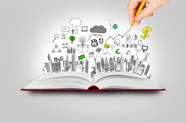 istock Image of opened book with hand drawing. Collage 499020144
