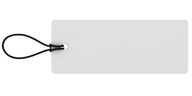 Large Rectangular Blank White Price Tag Isolated on White stock photo