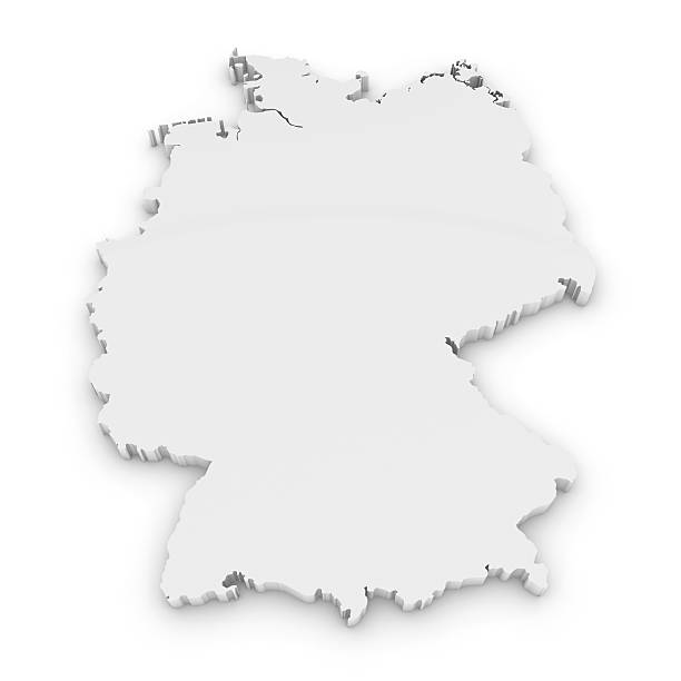 White 3D Outline of Germany Isolated on White
