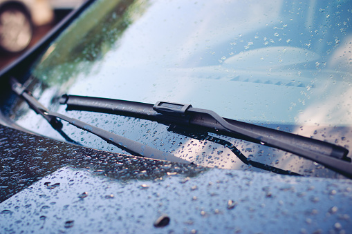 Windshield wiper in rain