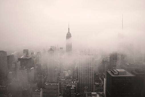 New York City, NY, United States of America. New York City in the fog. December 2014. 