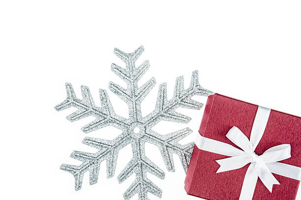 istock red color gift box for holiday event silk wrap snowflake 499023004