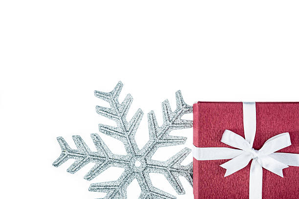 istock red color gift box for holiday event silk wrap snowflake 499023120
