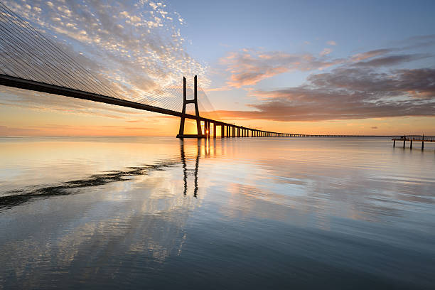 istock Vasco da Gama Bridge in Lisbon at sunrise. 499023996