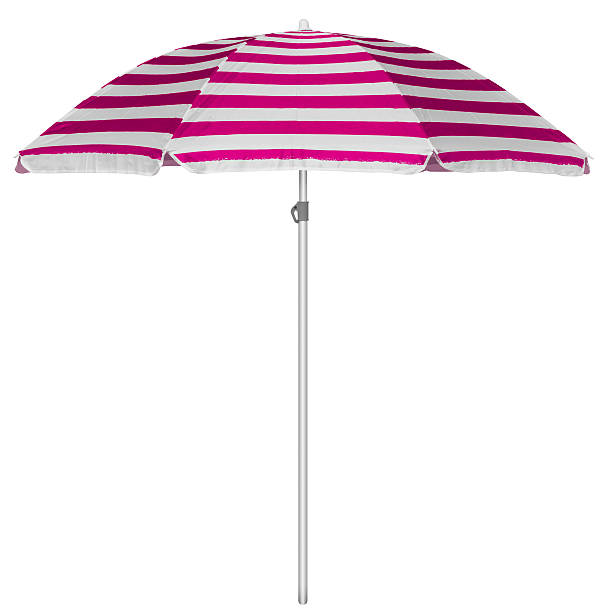 istock Beach striped umbrella - pink 499024318