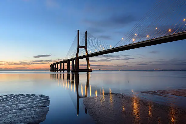 Photo of Amazing landscape of Lisbon with the bridge Vasco da Gama