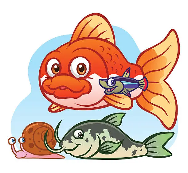 Vector illustration of Aquarium fishes