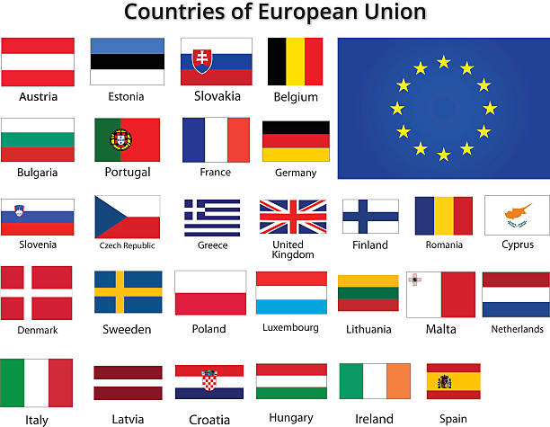 ilustraciones, imágenes clip art, dibujos animados e iconos de stock de banderas de países de la unión europea. - romania romanian culture romanian flag flag