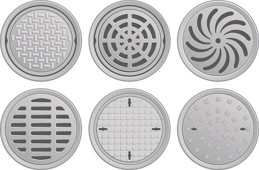 Vector Illustration of various Manhole Covers. Each Pattern in seperate layer. Easily editable.