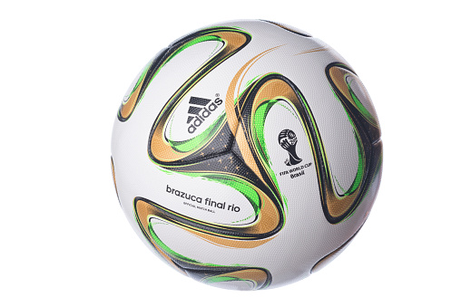 Ghent, Belgium - June 23rd, 2014: Isolated picture of the Brazucca football for the final of the Brasil world cup football