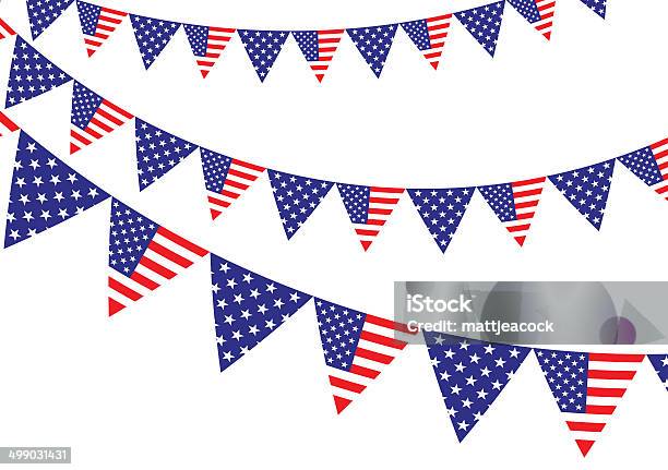 Vetores de Bandeira Americana Bunting e mais imagens de Bandeirinha - Bandeirinha, Bandeira Norte-Americana, Decoração