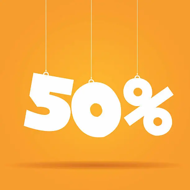 Vector illustration of Percentage hanging label