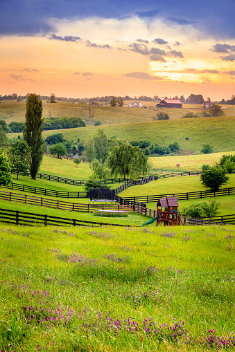 Beautiful evening scene in Kentucky's Bluegrass region