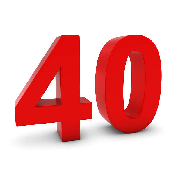 istock Red 3D Number Forty Isolated on white with shadows 499050704