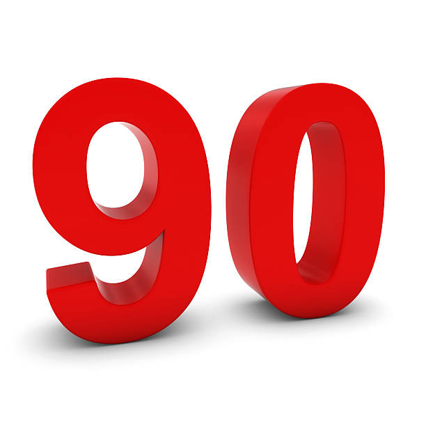 istock Red 3D Number Ninety Isolated on white with shadows 499050730