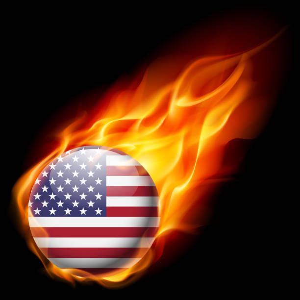 istock Round glossy icon of USA 499050958