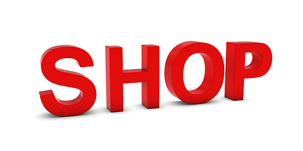istock SHOP Red 3D Text Isolated on White with Shadows 499051572