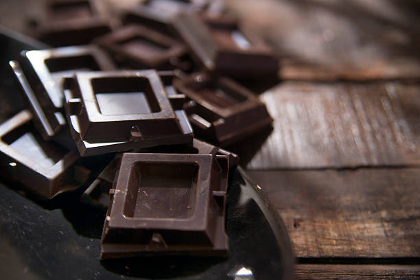istock Cubes of dark chocolate 499052812