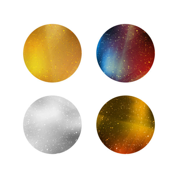 изолированные красочные блестящие круги - coin label vector illustration and painting stock illustrations
