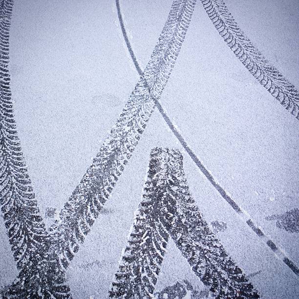 istock Car tracks in the snow. 499054950