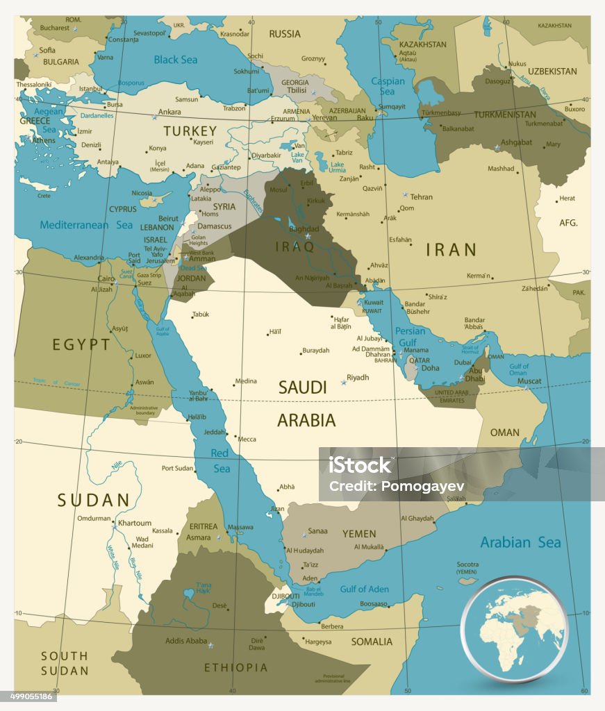 Kuvapankin kuvitus otsikolla Lähiidän Ja Aasian Kartta Sotilaalliset Värit  – Lataa kuva nyt - Kartta, Lähi-itä, West Asia - iStock