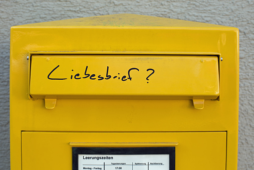 A mailbox or letter box with the german word for love letter (Liebesbrief)