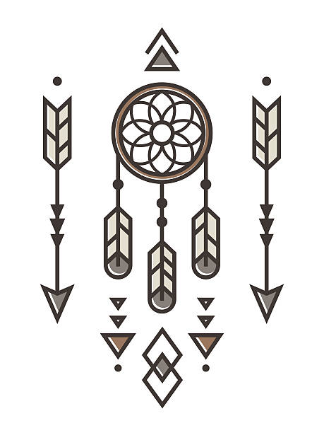 ilustrações de stock, clip art, desenhos animados e ícones de nativa americano motivo ornamental - native american north american tribal culture symbol dreamcatcher
