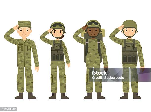 Cartoon Army People Stock Illustration - Download Image Now - Armed Forces, Army Soldier, Military