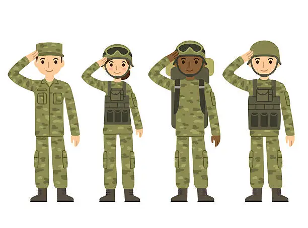 Vector illustration of Cartoon army people