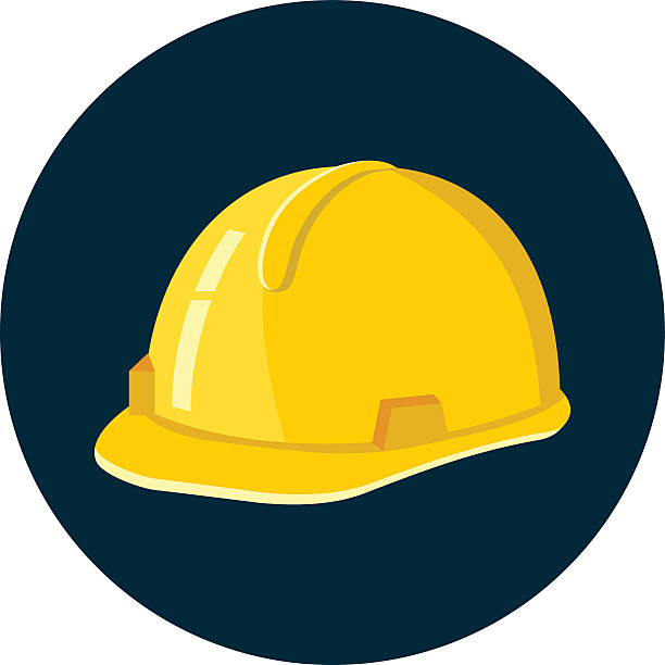 ilustrações, clipart, desenhos animados e ícones de capacete de construção - isolated on yellow