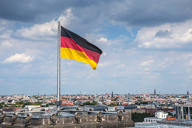 istock The flag of Germany blowing in the wind 499056786