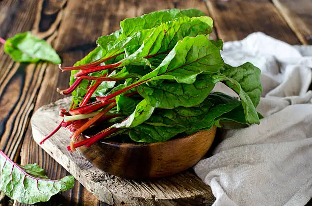 Chard leaves in a bowl