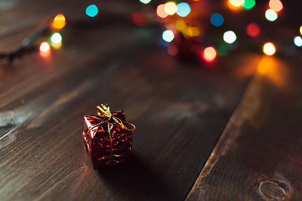 istock Christmas gift on the wooden table 499058206