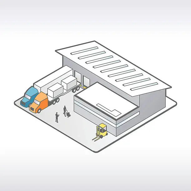 Vector illustration of Warehouse Illustration Isometric